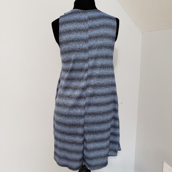NWT Honey & Lace Tahoe Striped Blue Black A Line Knit Duster Vest Small - Picture 3 of 10
